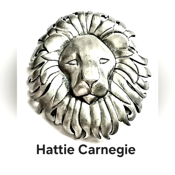 Hattie Carnegie Jewelry - Vtg 3" Hattie Carnegie Lion Head Brooch
